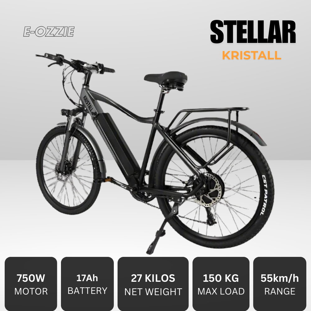 Kristall Stellar Electric Bike 750W Free Phone Holder Bag 6 Months F