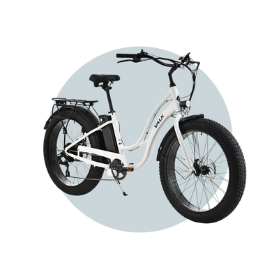 VALK Electric Fat Tyre Cruiser Bike with Throttle Step-Through eBike 6 Months Free Service