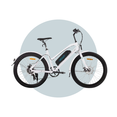 VALK Vista 26" 36V 250W Ladies Step-Through Electric Bike - White