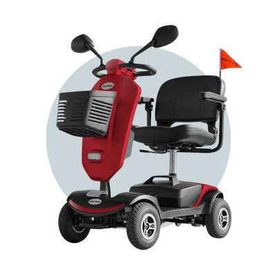 Veloz RapidRide Electric Mobility Scooter For Elderly Red 6 Months Free Service