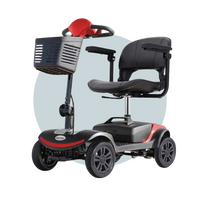 Veloz Speedy Folding Electric Mobility Scooter, Black & Red 6 Months Free Service