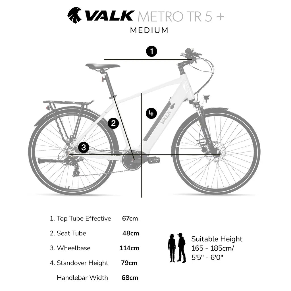 VALK Metro TR 5 + Electric Hybrid Bike, Mid-Drive, Medium, White 6 Months Free Service