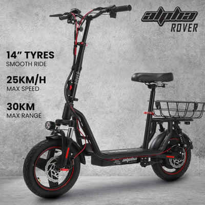 Valk Turbo V8 eScooter with Seat, 500W 48V 25km/h 30km Range 6 Months Free Service