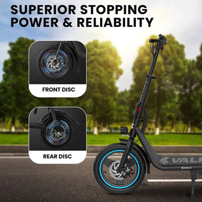 PRE-ORDER VALK Basketbolt Electric Scooter with Seat, 30km Range, Disc brakes, 14" Tyres, Motorised eScooter for Adults Teens Commuter
