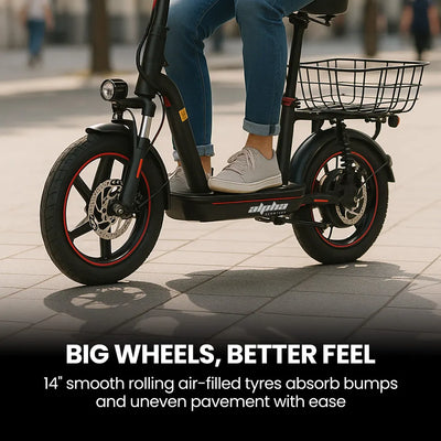 Valk Turbo V8 eScooter with Seat, 500W 48V 25km/h 30km Range 6 Months Free Service