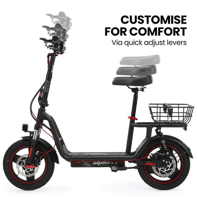 Valk Turbo V8 eScooter with Seat, 500W 48V 25km/h 30km Range 6 Months Free Service