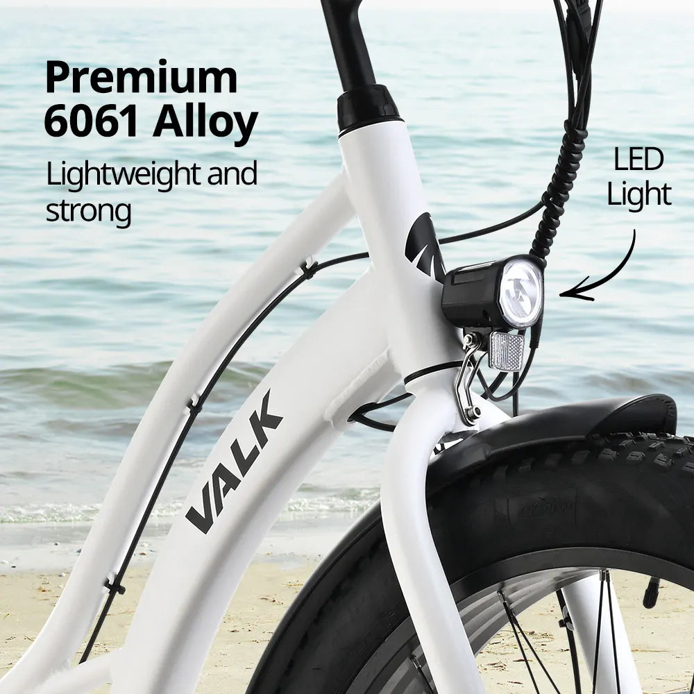 VALK Electric Fat Tyre Cruiser Bike with Throttle Step-Through eBike 6 Months Free Service