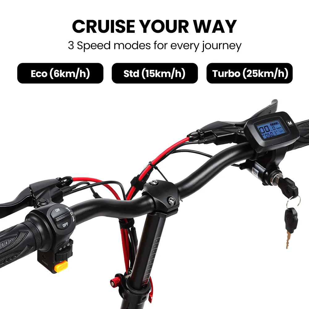 Valk Turbo V8 eScooter with Seat, 500W 48V 25km/h 30km Range 6 Months Free Service