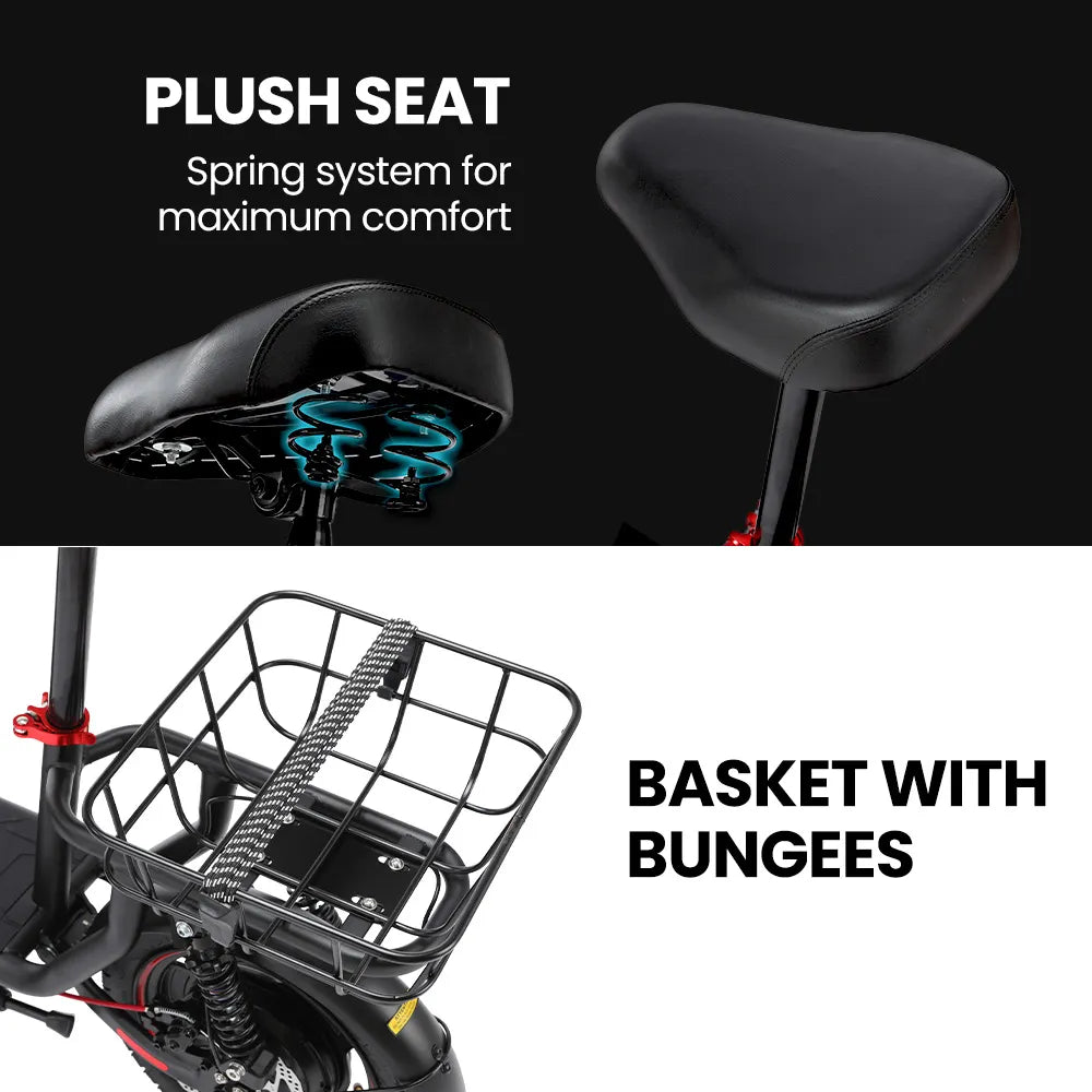 Valk Turbo V8 eScooter with Seat, 500W 48V 25km/h 30km Range 6 Months Free Service