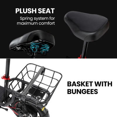 Valk Turbo V8 eScooter with Seat, 500W 48V 25km/h 30km Range 6 Months Free Service