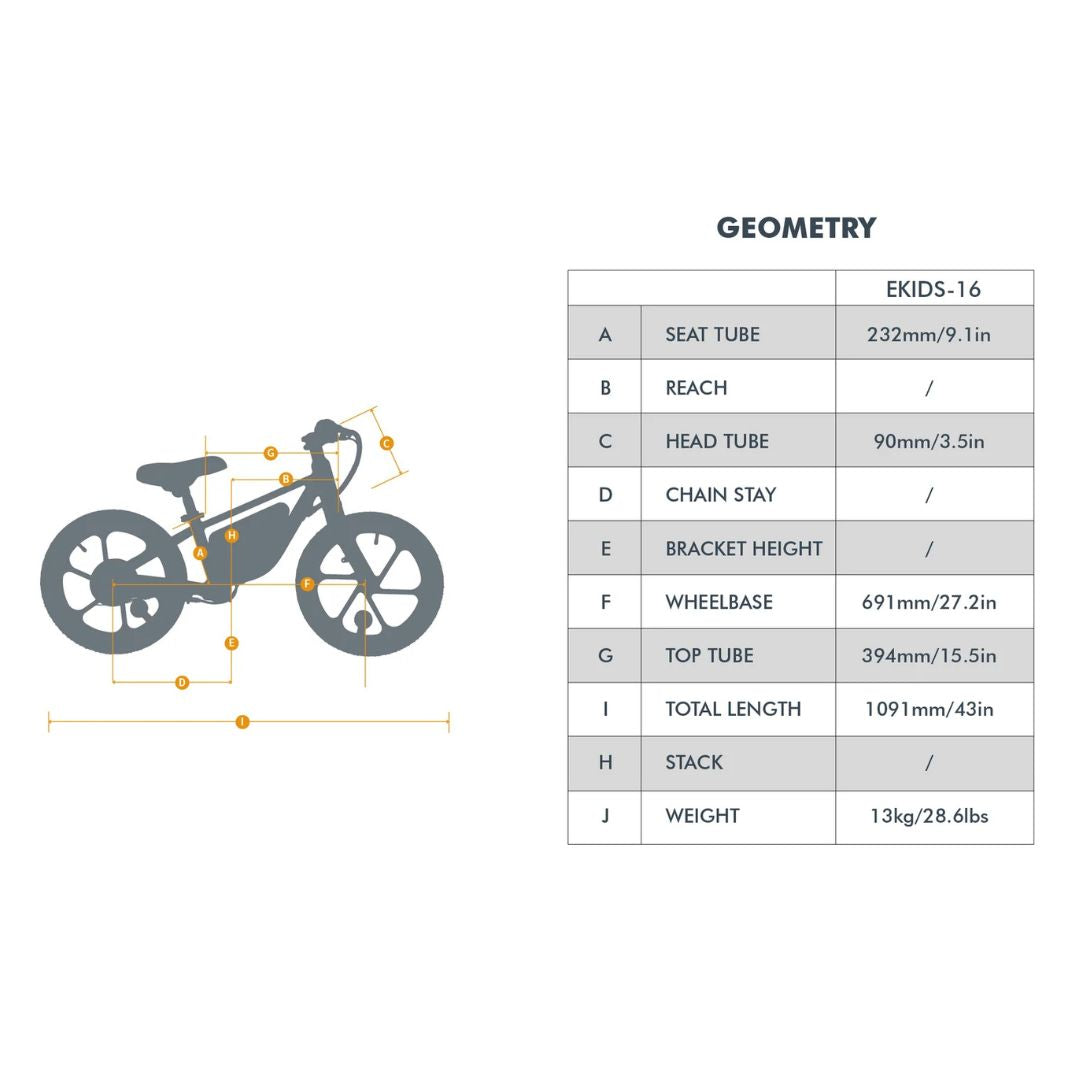 Eunorau EKIDS-16 eBike 180W Motor 10Ah Battery 6 Months Free Service