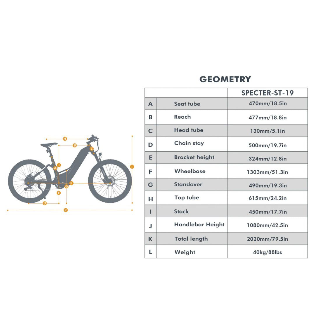 Eunorau SPECTER-ST 2.0 eBike 1000W BAFANG Motor 17.5Ah LG Battery 6 Months Free Service