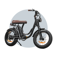 VALK Nomad Electric Fat Tyre Bike, 350W, 32km/hr, Throttle ebike, Disc Brakes, Step-Through Alloy, Shimano 7 spd, 20x4" Kenda Tyres, Suspension, Black