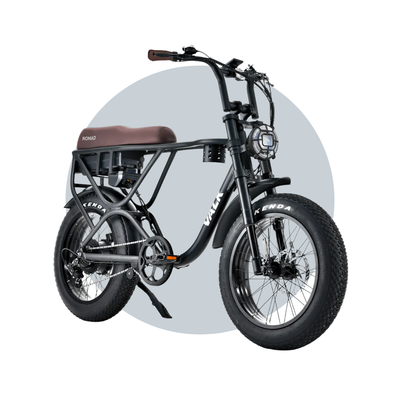VALK Nomad Electric Fat Tyre Bike, 500W, 45km/hr, Throttle ebike, 20x4" Kenda Tyres, Shimano 7 spd, Suspension, Black