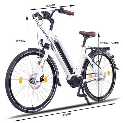 NCM Milano Max N8R Trekking E-Bike, City-Bike, 250W Motor, 36V 16Ah 576Wh Battery [White 28"]