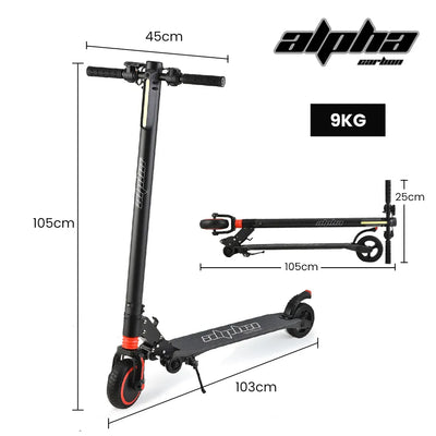 ALPHA Carbon Gen III 250W 10Ah Electric Scooter Suspension 6 Months Free Service