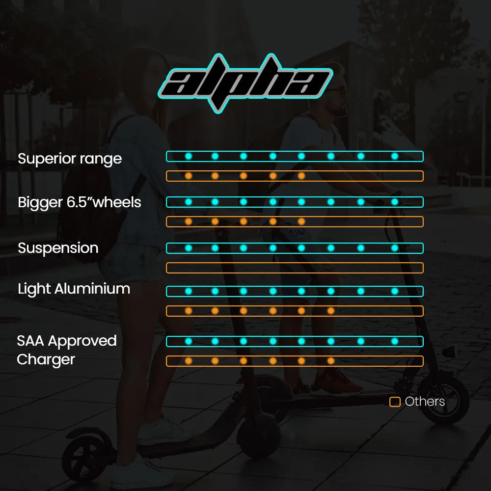 ALPHA Peak 300W 10Ah Electric Scooter Suspension 6 Months Free Service