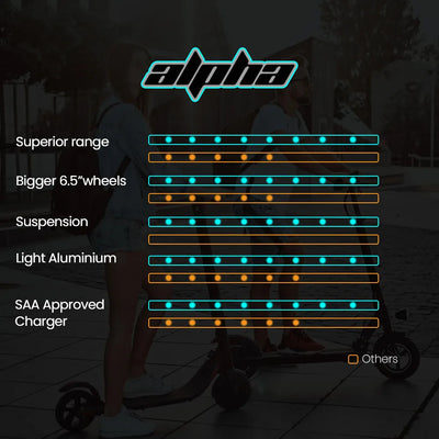 ALPHA Peak 300W 10Ah Electric Scooter, Suspension 6 Months Free Service