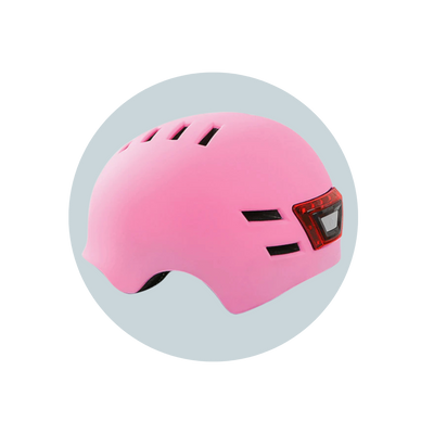 Bicycle Helmet Cycling Scooter Safety Helmet with LED Rear Light Pink M