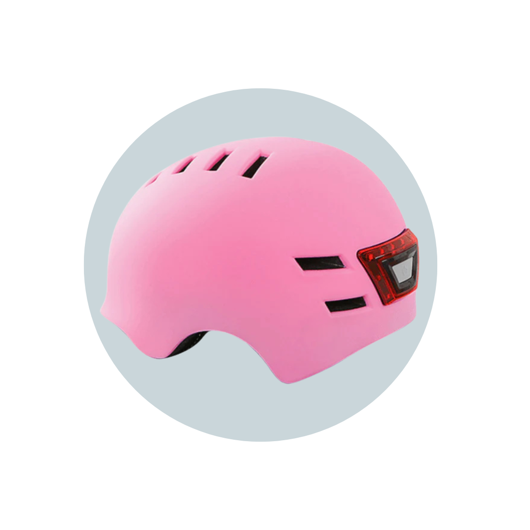 Bicycle Helmet Cycling Scooter Safety Helmet with LED Rear Light Pink M - EOzzie Electric Vehicles