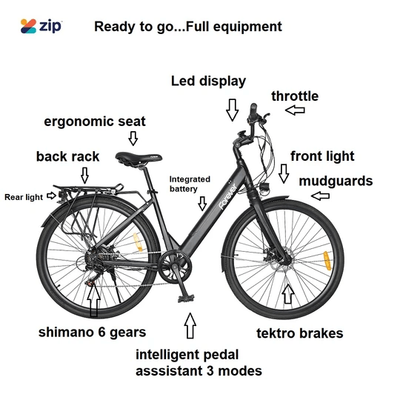 Electric Bike Veloz Forever Unisex step through 350 Watts  29"/700 Full  city equipment Six months free service - EOzzie Electric Vehicles