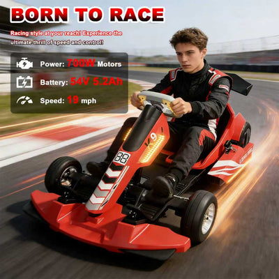 Veloz Electric Go Kart 350W*2 Motors 54V 12.5Ah Battery for Kids and Adults 6 Months Free Service