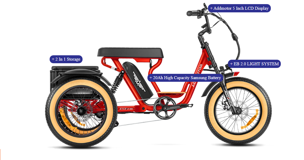 Addmotor M-366X Electric Trike Full-Suspension 6 Months Free Service