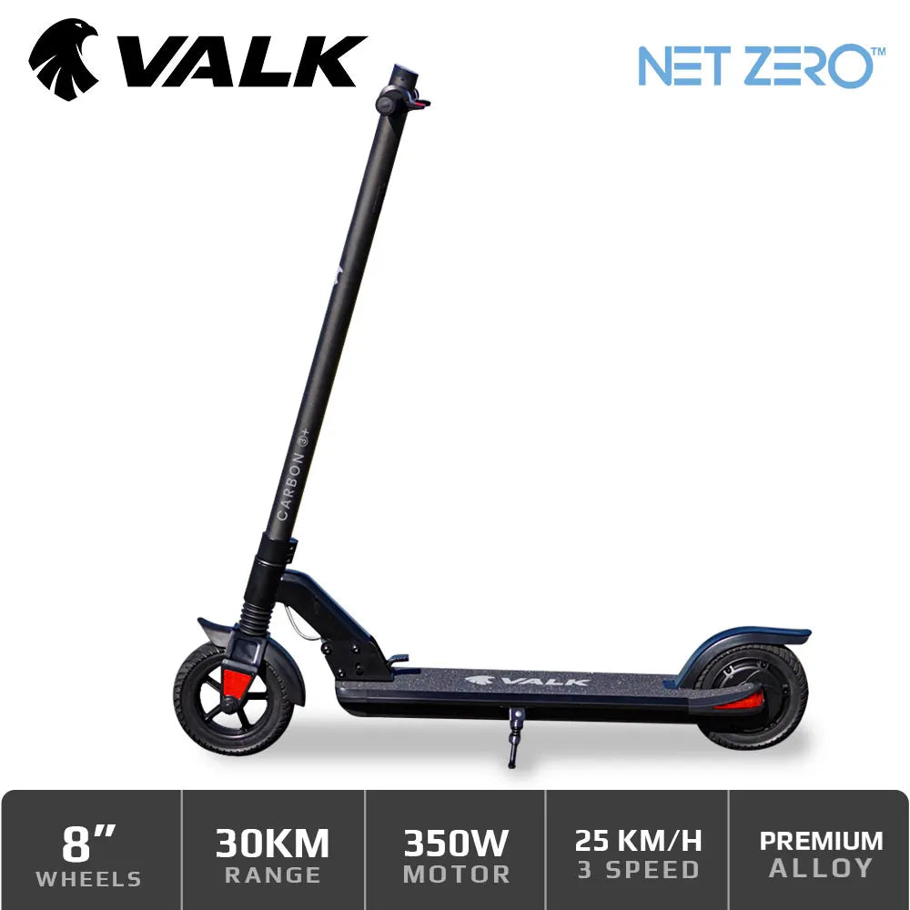VALK Carbon 3+ 350W Folding Electric Scooter 30km Range, 25km/h 6 Months Free Service