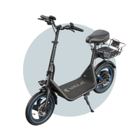 VALK Basket-Volt Electric Scooter with Seat, 30km Range, Disc brakes, 14" Tyres, Motorised eScooter for Adults Teens Commuter