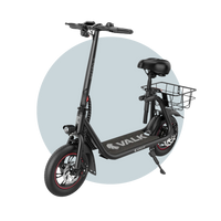 VALK Basket-Volt Electric Scooter with Seat, Disc brakes, 12" Tyres, Motorised eScooter 6 Months Free Service