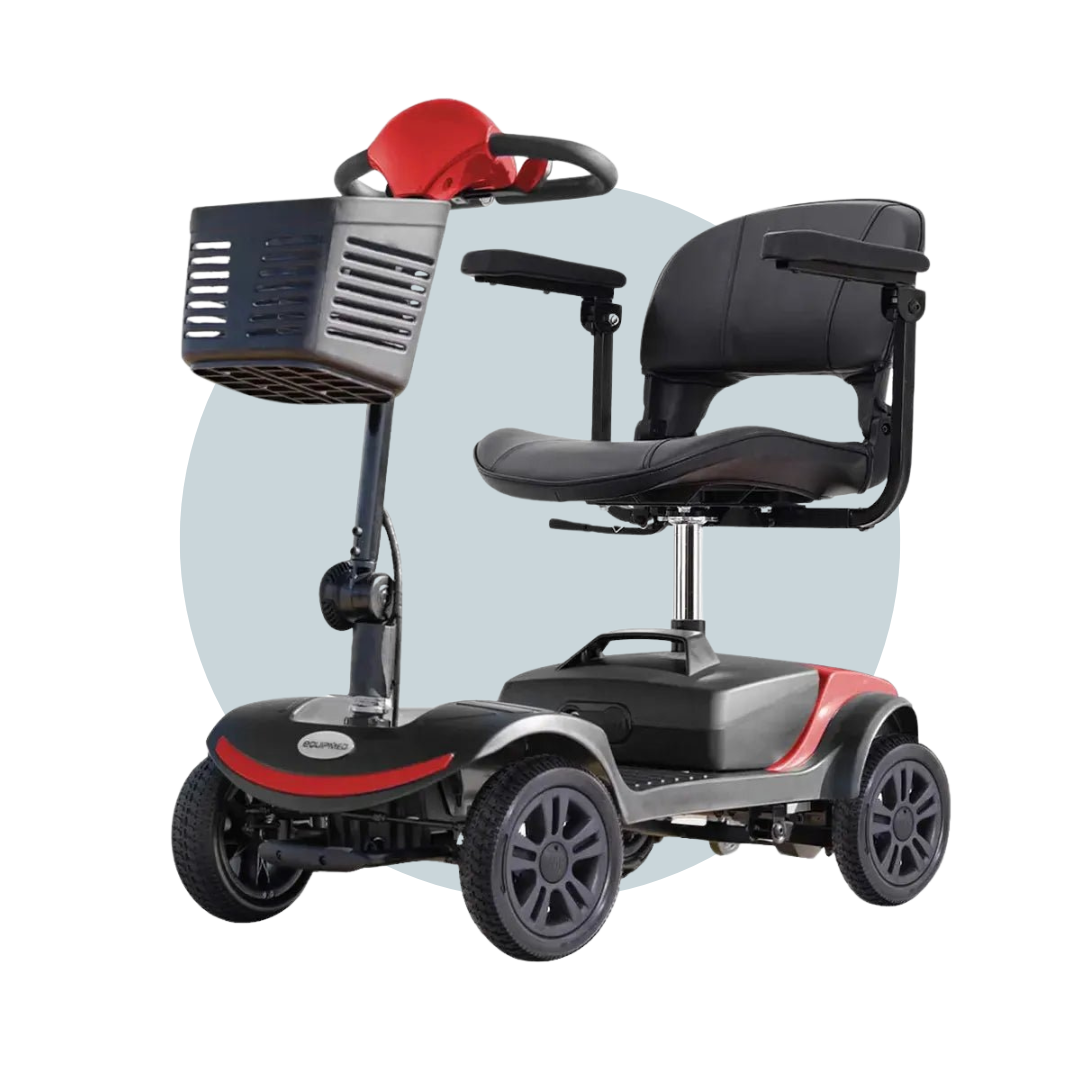 Veloz Speedy Folding Electric Mobility Scooter, Black & Red 6 Months Free Service