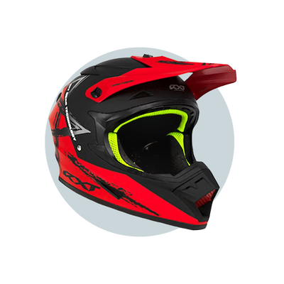 Warrior II Off Road Full Face Helmet Electric Scooters and eBikes RED