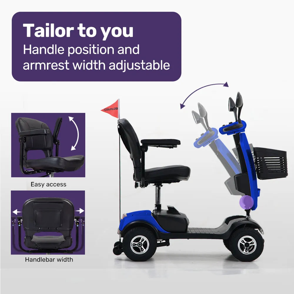 Veloz RapidRide Electric Mobility Scooter For Elderly Blue 6 Month Free Service