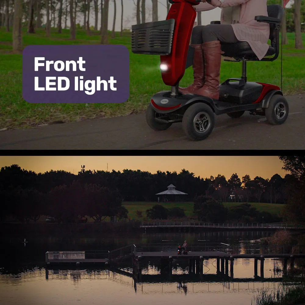 Veloz RapidRide Electric Mobility Scooter For Elderly Red 6 Months Free Service