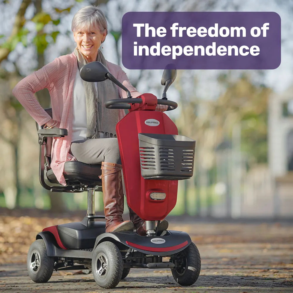 Veloz RapidRide Electric Mobility Scooter For Elderly Red 6 Months Free Service