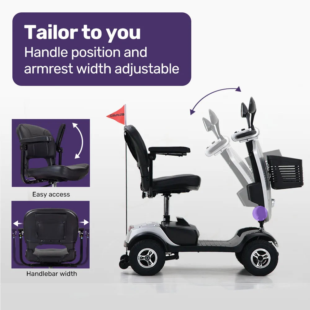 Veloz RapidRide Electric Mobility Scooter For Elderly Silver 6 Months Free Service