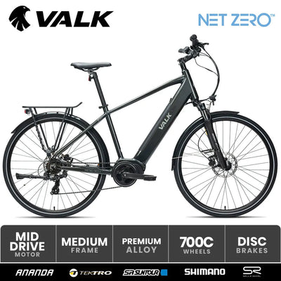 VALK Metro TR 5 + Electric Hybrid Bike Mid-Drive 6 Month Free Service