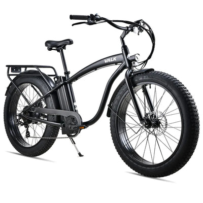 VALK Electric Fat Tyre Cruiser Bike, eBike with Throttle 6 Months Free Service