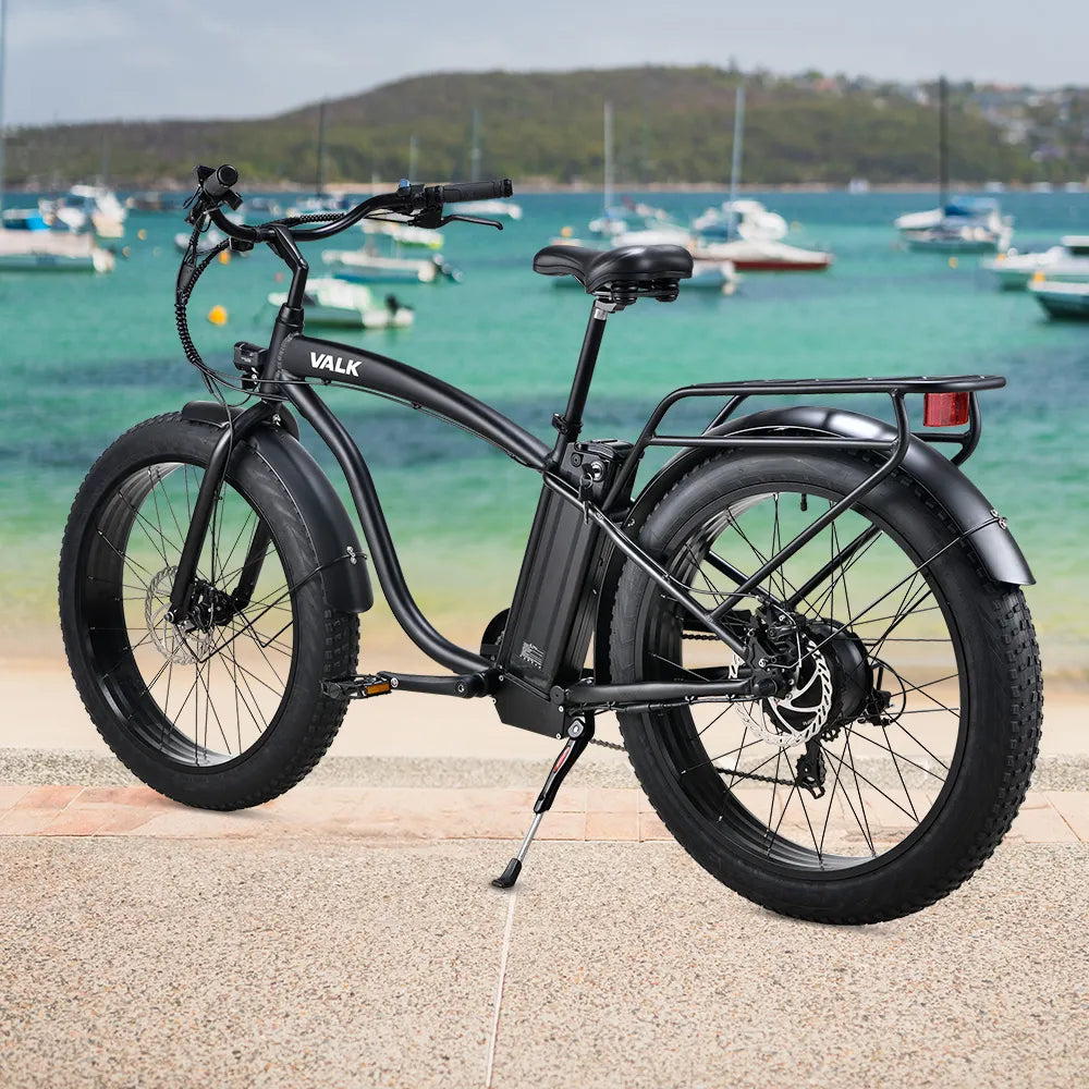 VALK Electric Fat Tyre Cruiser Bike eBike with Throttle 6 Months Free