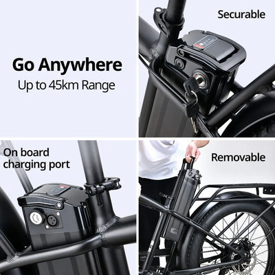 VALK Electric Fat Tyre Cruiser Bike, eBike with Throttle 6 Months Free Service