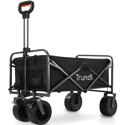 TRUNDL 106L Electric Folding Pull Cart, Powerful Easy Hill Climbing, All-terrain Wheels, Wagon for Beach Camping Shopping, Black