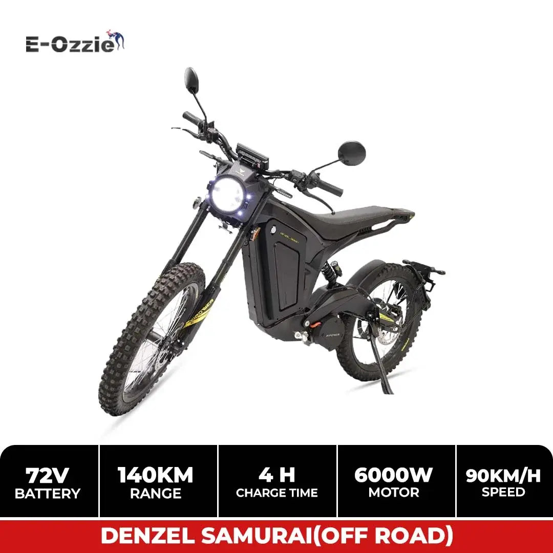 DENZEL SAMURAI ELECTRIC MOTORCYCLE OFF ROAD NEW MODEL 2023 140 KM AUTONOMY CARBON FIBER - EOzzie Electric Vehicles