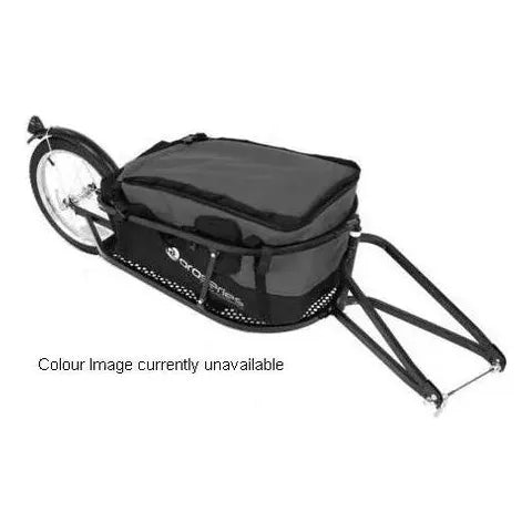 TRAILER - Single wheel Cargo Trailer. Steel Frame. in Black with 90L Yellow Bag, 40 kg capacity