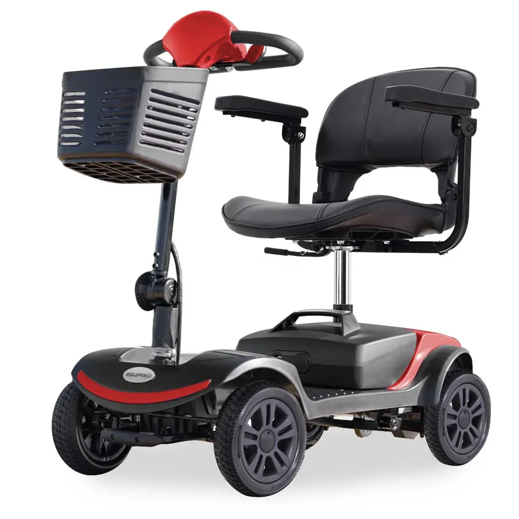 Veloz Speedy Folding Electric Mobility Scooter, Black & Red 6 Months Free Service