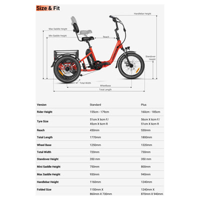 Addmotor Citytri E-310 Mini Foldable Electric Trike 6 months Free Service