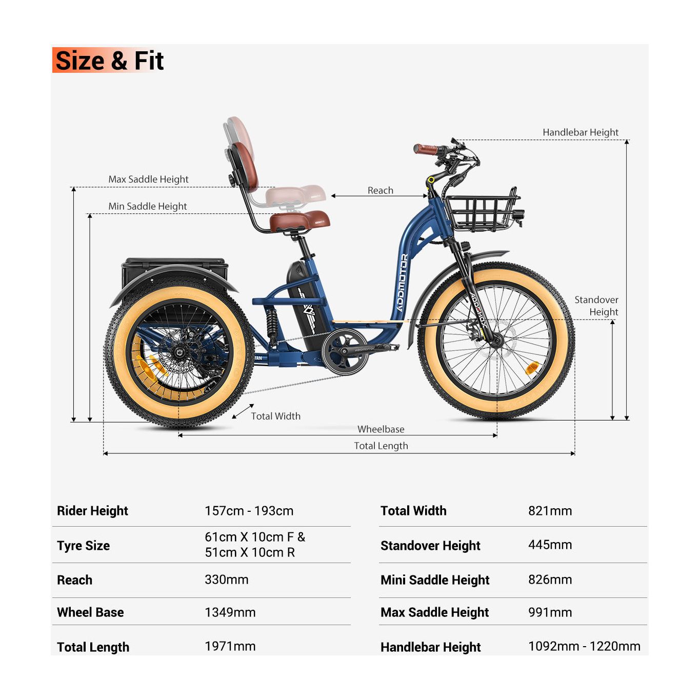 Addmotor Grandtan X Full-Suspension Electric Trike 6 Months Free Service