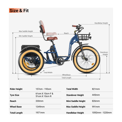 Addmotor Grandtan X Full Dual Suspension Electric Trike FREE Front Rack+Mirrors+Rear Bag 6 Months Free Service