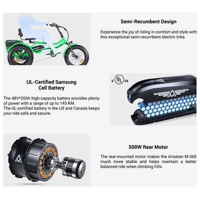 Addmotor Arisetan II M-360 Electric Trike FREE Front Rack+Mirrors+Rear Bag 6 Months Free Service