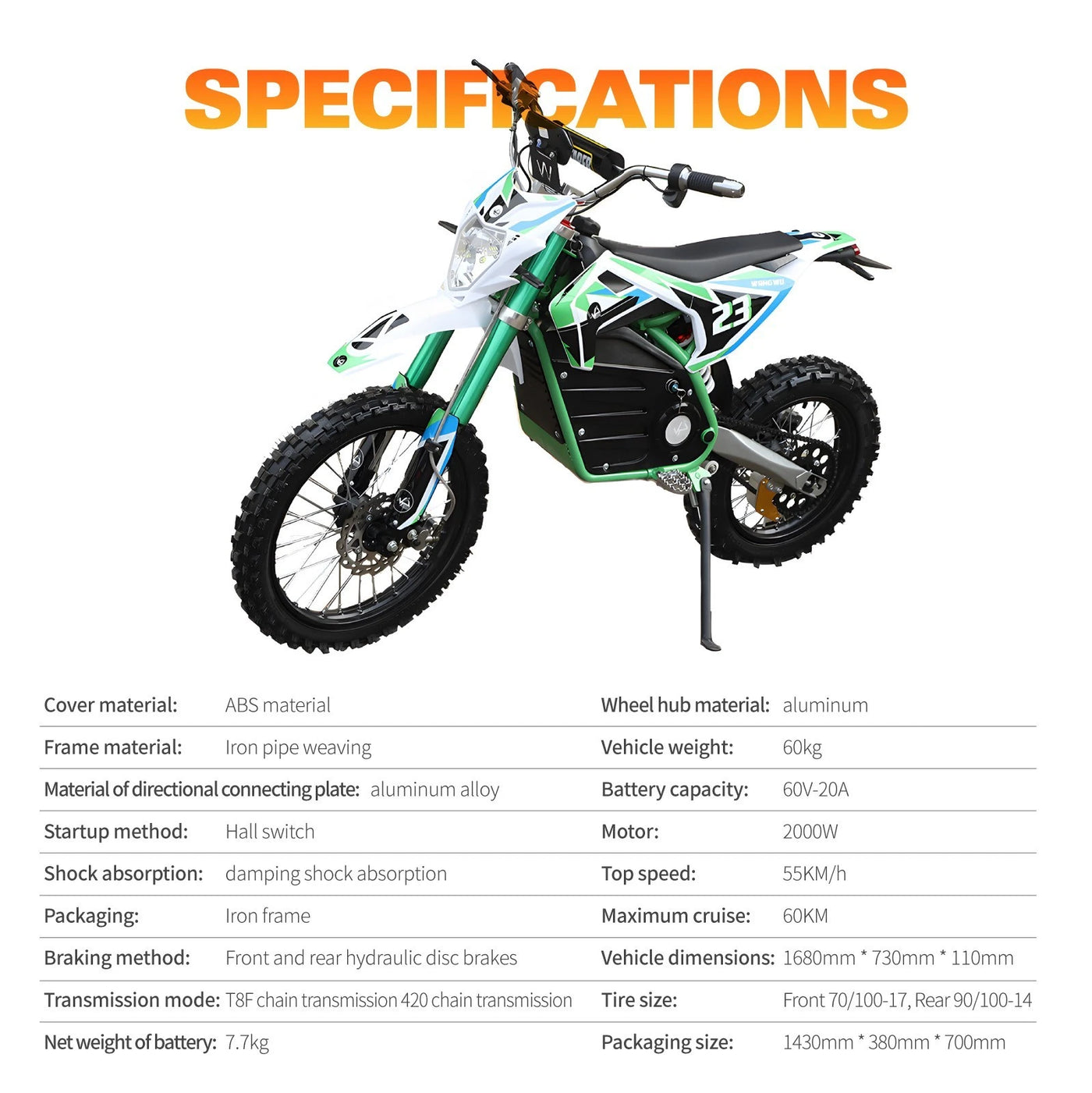 Bucephalus Mini Off Road eBike 2000W Max 55KM/H 14inch 6 Months Free Service