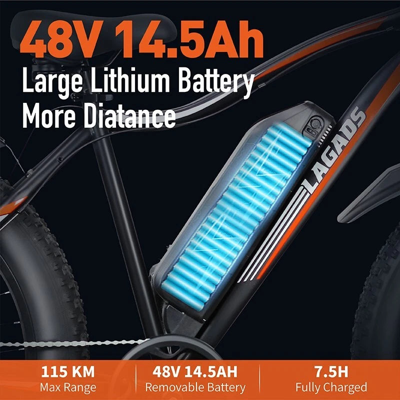 Lagads Thunder B6 eBike 1000W Fat Wheel 48v14.5Ah 6 Months Free Service